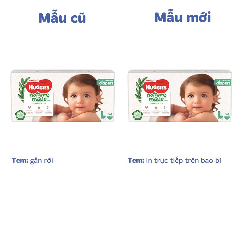 Combo 4 tã dán Huggies Platinum nature made siêu cao cấp size L 54 miếng (9 - 14 kg) - Giao bao bì ngẫu nhiên 2