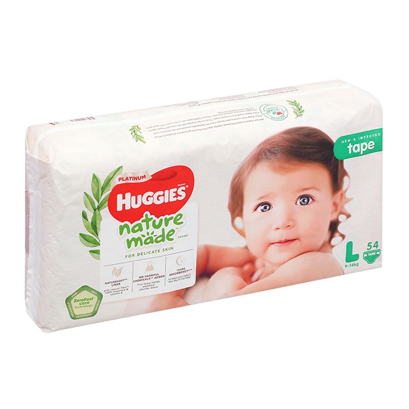 Combo 4 tã dán Huggies Platinum nature made siêu cao cấp size L 54 miếng (9 - 14 kg) - Giao bao bì ngẫu nhiên 5