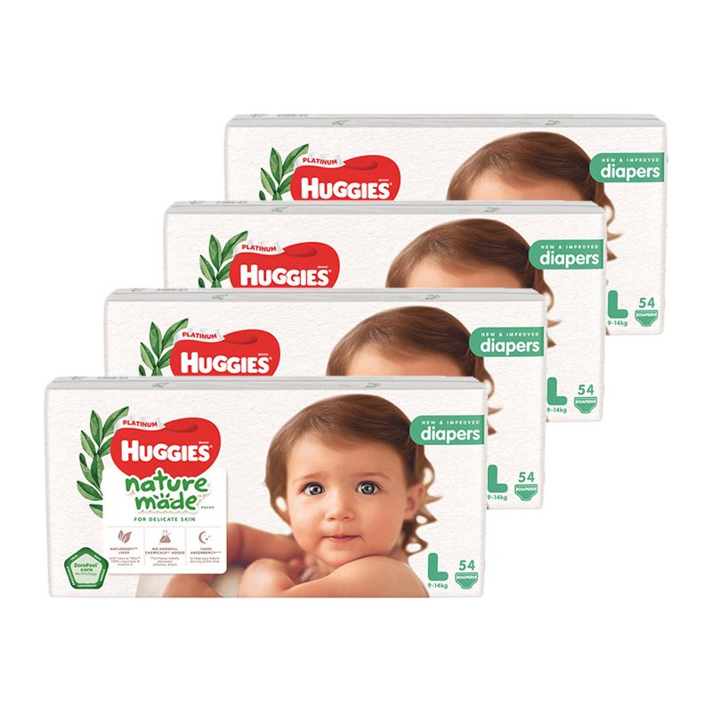 Combo 4 tã dán Huggies Platinum nature made siêu cao cấp size L