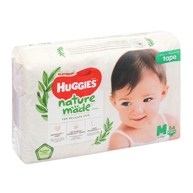 Combo 4 tã dán Huggies Platinum nature made siêu cao cấp size M 64 miếng (6 - 11 kg) - Giao bao bì ngẫu nhiên 5