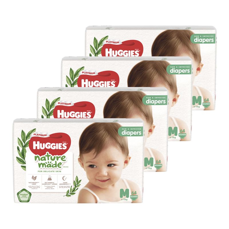 Combo 4 tã dán Huggies Platinum nature made siêu cao cấp size M