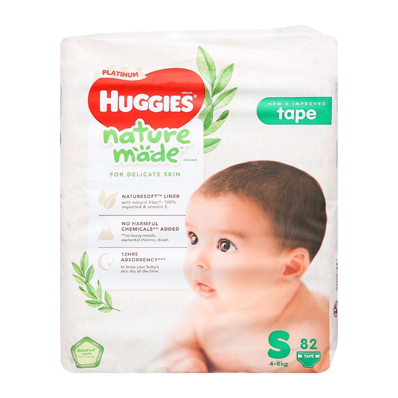 Combo 2 tã dán Huggies Platinum nature made siêu cao cấp size S 82 miếng/bịch (4 - 8 kg) - Giao bao bì ngẫu nhiên 30