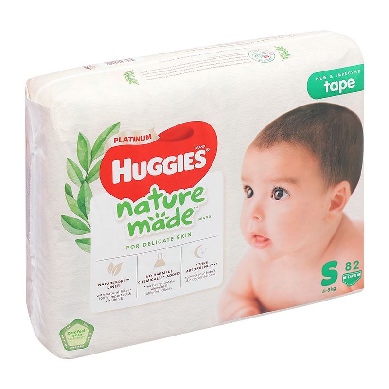 Combo 2 tã dán Huggies Platinum nature made siêu cao cấp size S 82 miếng/bịch (4 - 8 kg) - Giao bao bì ngẫu nhiên 31