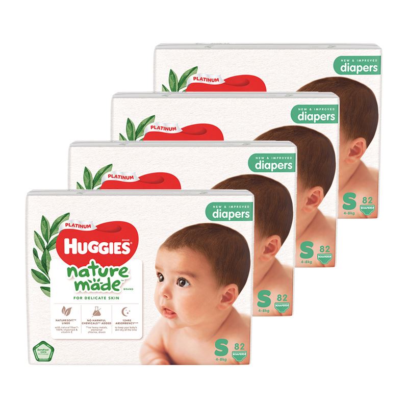 Combo 4 tã dán Huggies Platinum nature made siêu cao cấp size S
