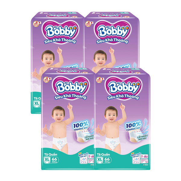 Combo 2 tã quần Bobby size XL 66 miếng/bịch (12 - 17 kg) - Giao bao bì ngẫu nhiên - AVAKids.com