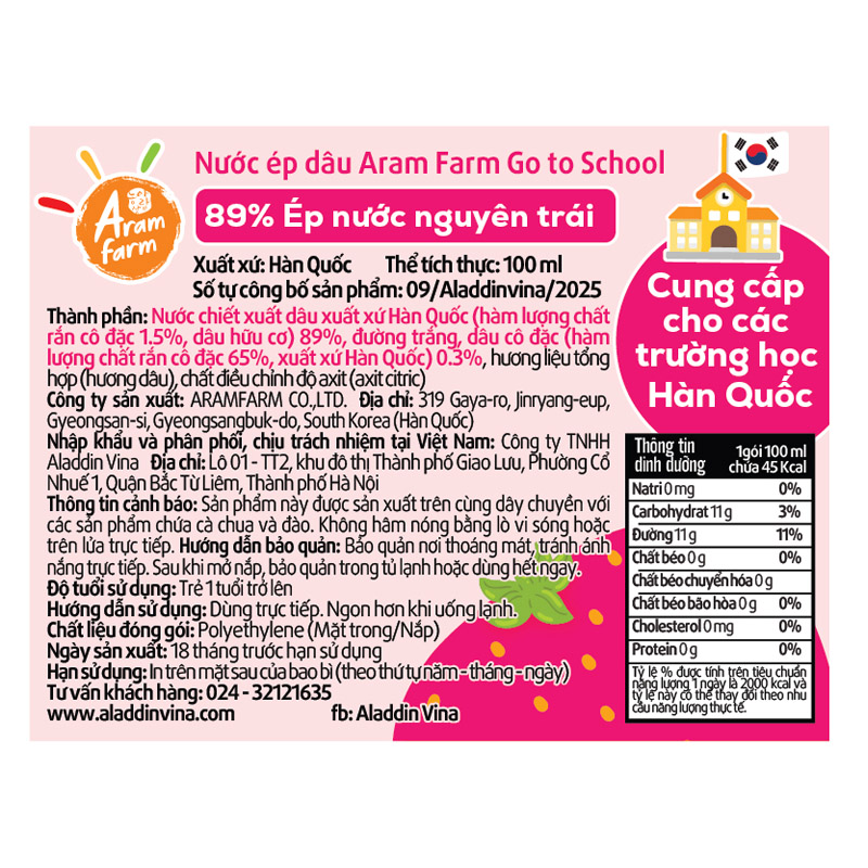 Nước trái cây Aram Farm vị dâu 100 ml (từ 1 tuổi) 7