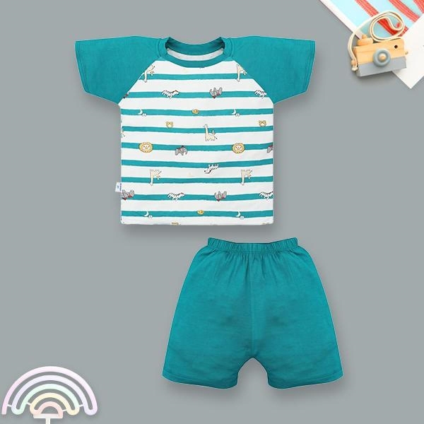 Bộ bé trai IQ Baby visco xanh