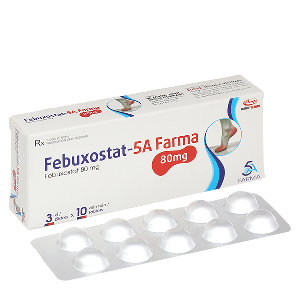 Febuxostat-5A Farma 80mg điều trị tăng acid uric máu