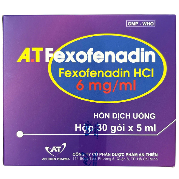 Hỗn dịch uống A.T Fexofenadin 30mg/5ml trị viêm mũi dị ứng, mày đay