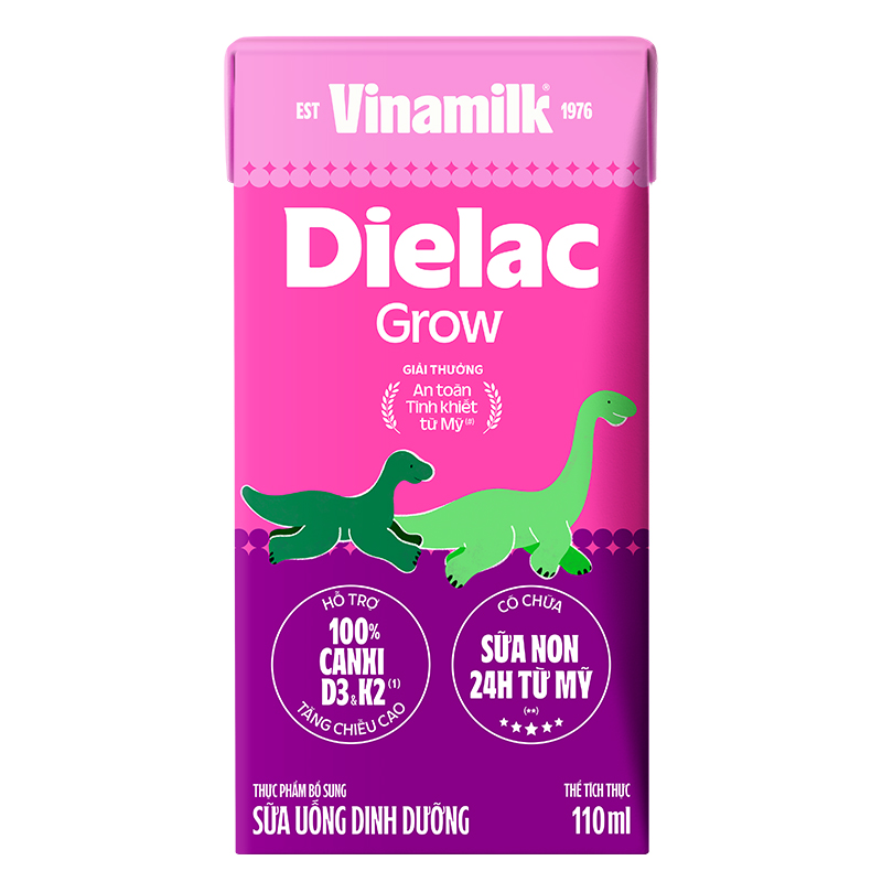 Lốc 4 hộp sữa non pha sẵn Dielac Grow 110 ml (từ 1 tuổi) - Giao bao bì ngẫu nhiên 4