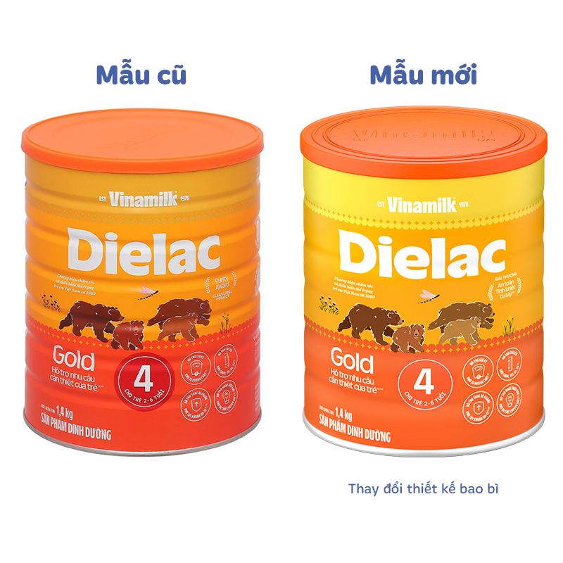 Sữa bột Dielac Gold số 4 (sữa non) hương vani 1.4 kg (2 - 6 tuổi) - Giao bao bì ngẫu nhiên 2