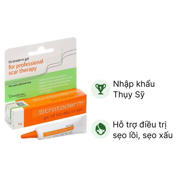 Gel Strataderm hỗ trợ giảm sẹo lồi, sẹo xấu, sẹo lâu năm