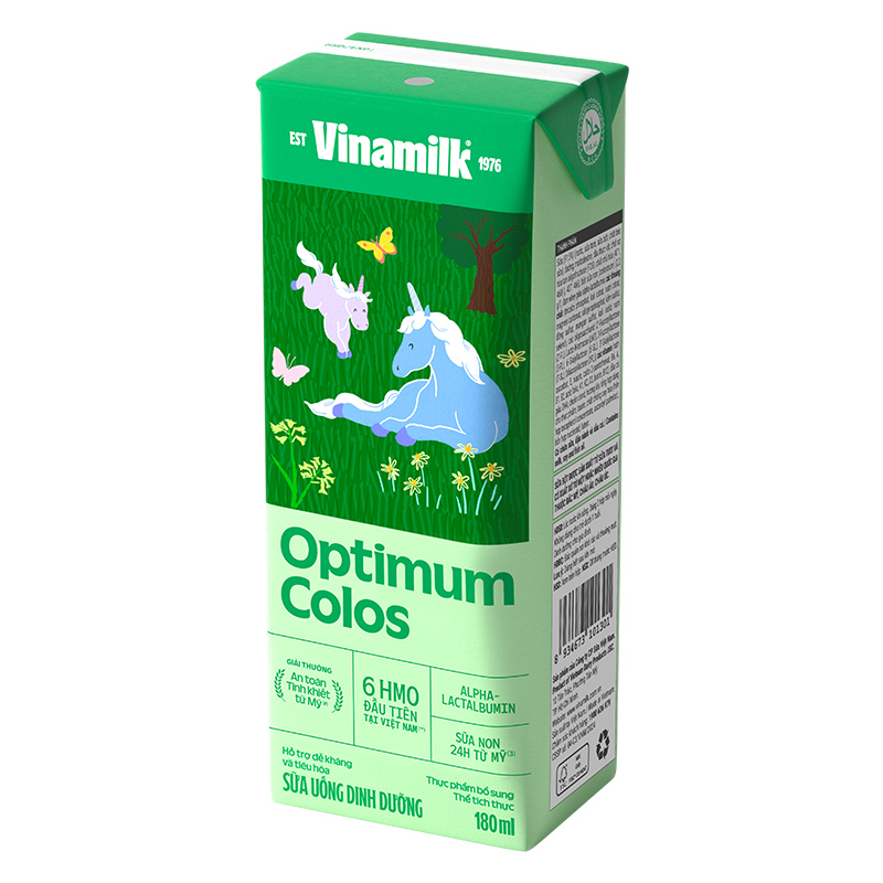 Lốc 4 hộp sữa non pha sẵn Optimum Colos 180 ml (từ 1 tuổi) - Giao bao bì ngẫu nhiên 4