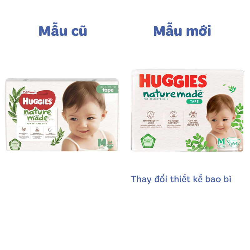 Combo 4 tã dán Huggies Platinum nature made siêu cao cấp size M 64 miếng (6 - 11 kg) - Giao bao bì ngẫu nhiên 17