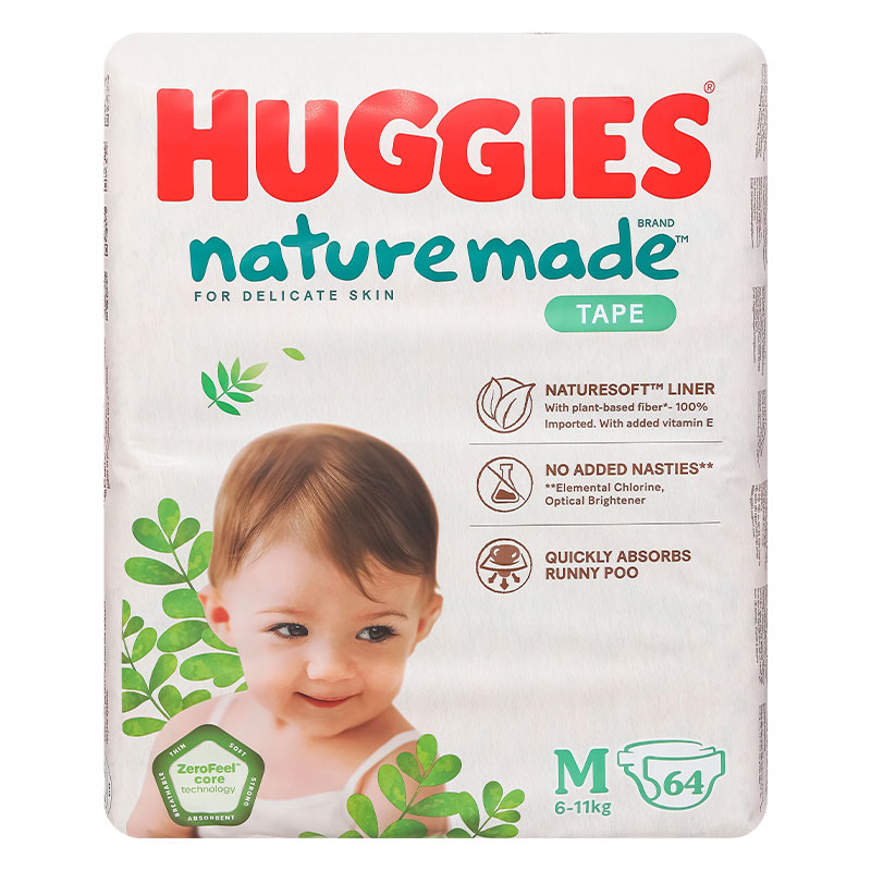 Combo 4 tã dán Huggies Platinum nature made siêu cao cấp size M 64 miếng (6 - 11 kg) - Giao bao bì ngẫu nhiên 18