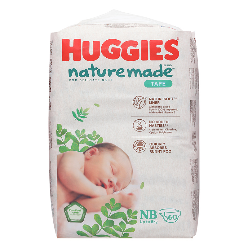 Combo 2 tã dán Huggies Platinum nature made siêu cao cấp size NB 60 miếng/bịch (Dưới 5 kg) - Giao bao bì ngẫu nhiên 18