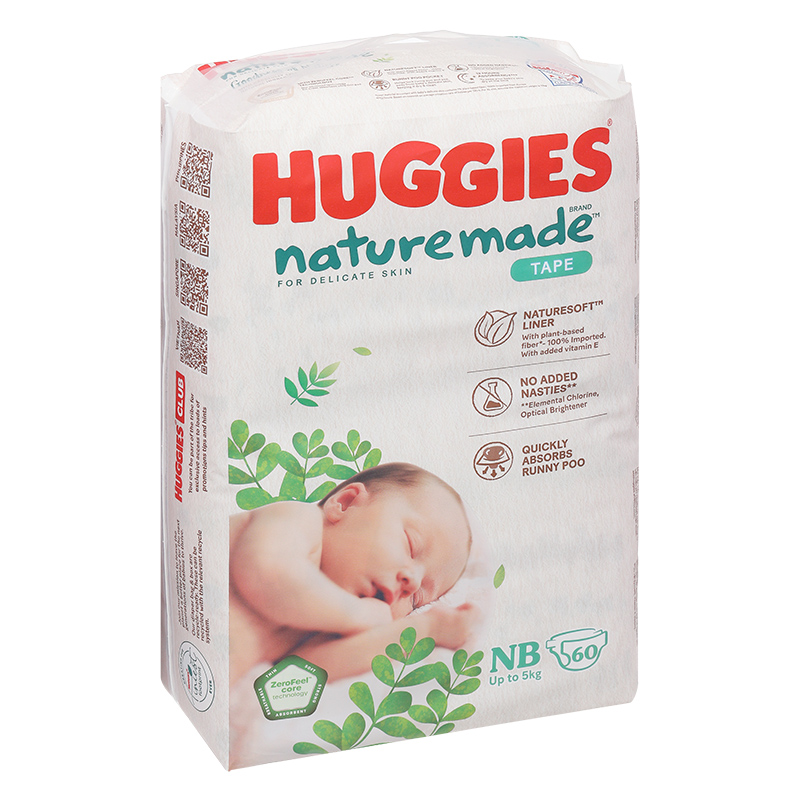 Combo 2 tã dán Huggies Platinum nature made siêu cao cấp size NB 60 miếng/bịch (Dưới 5 kg) - Giao bao bì ngẫu nhiên 19