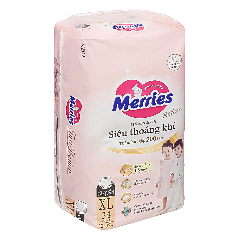 Tã quần Merries First Premium size L 40 miếng (9 - 14 kg) 24