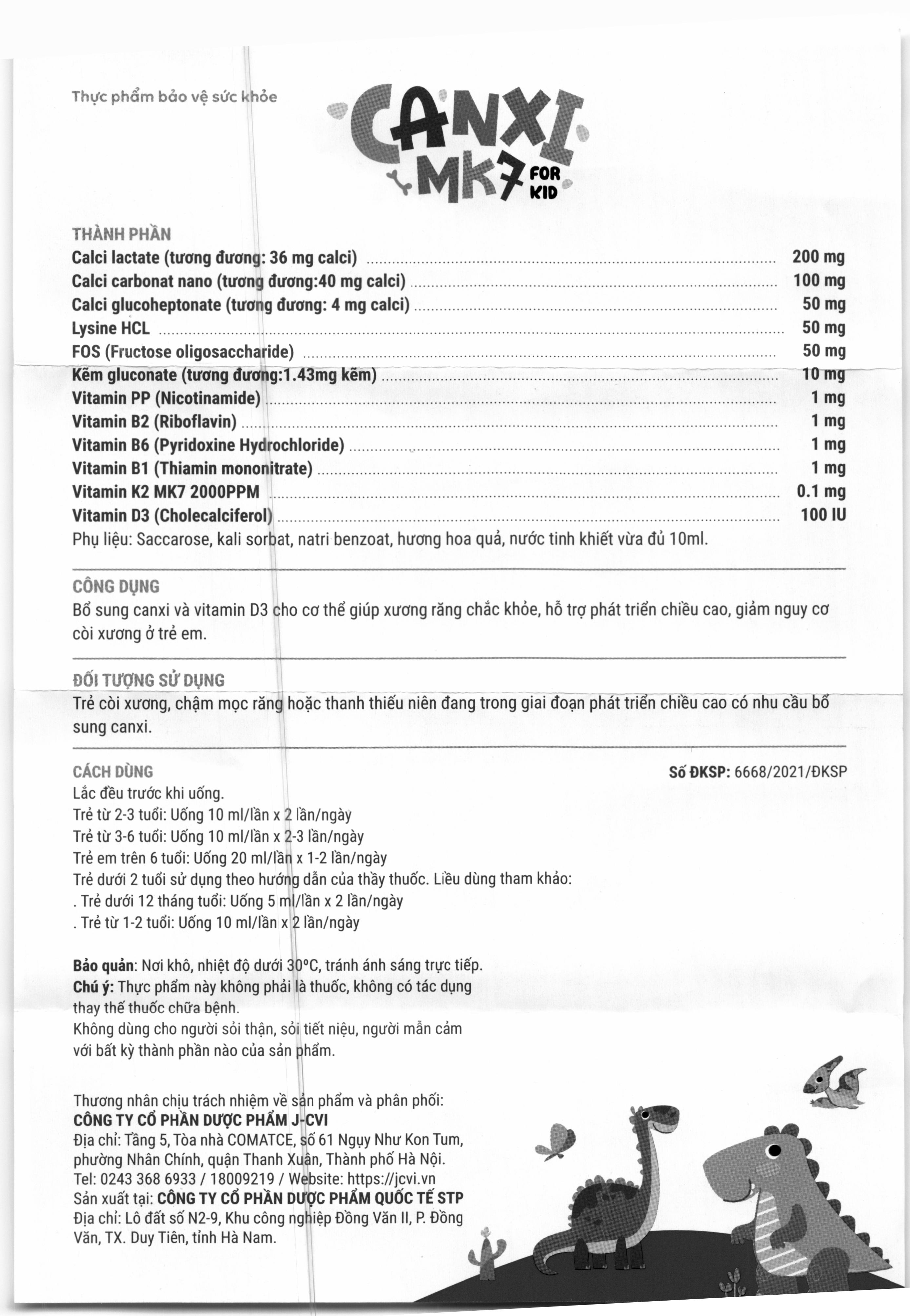 Combo 4 hộp Canxi MK7 for Kid hộp 20 ống x 10ml - 11