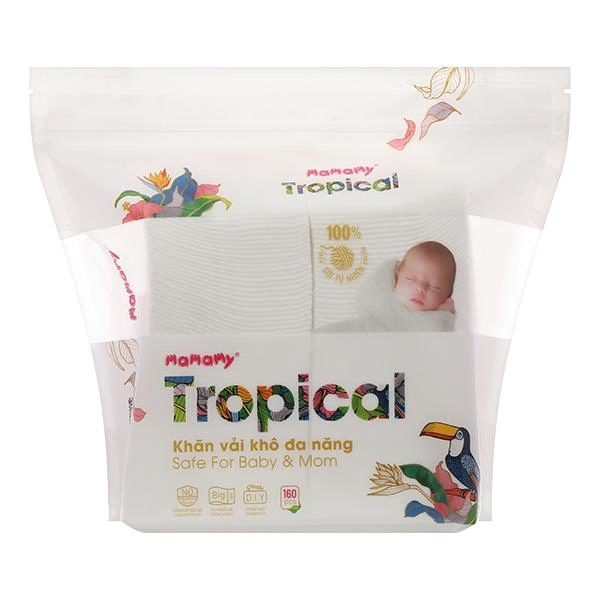 Túi 160 tờ khăn vải khô đa năng Mamamy Tropical không mùi - AVAKids.com