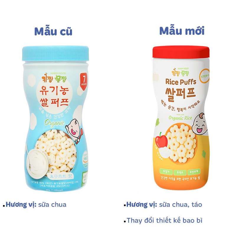Bánh gạo bi tan ăn dặm Happy Food Organic vị chuối và khoai lang tím lon 40g (từ 7 tháng) 7