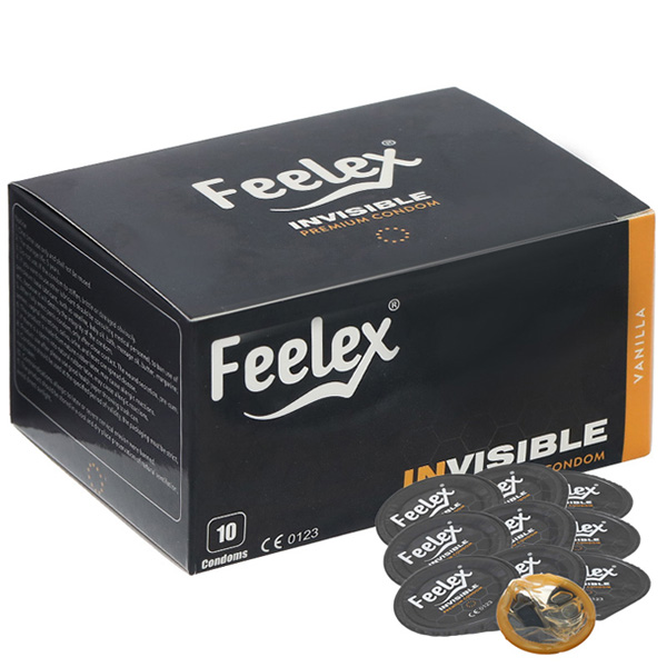 Bao cao su Feelex Invisible hương vani, siêu mỏng 52mm