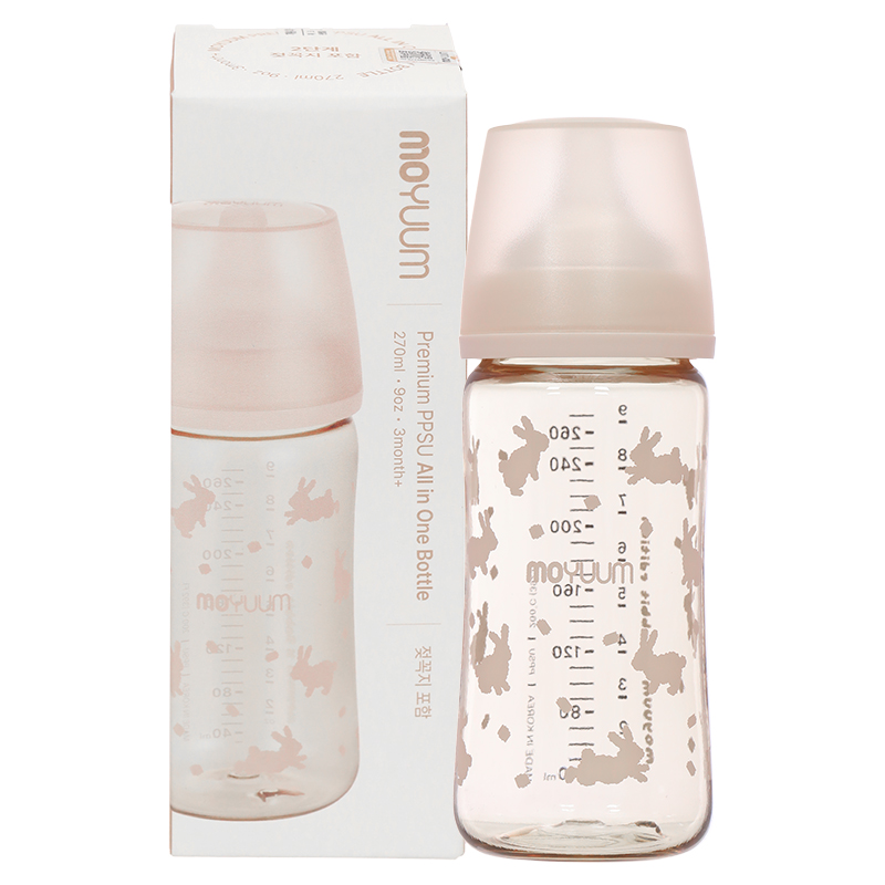 Bình sữa nhựa PPSU Moyuum cổ rộng All In One Bottle 170 ml - Thỏ hồng (0 - 3 tháng) 23