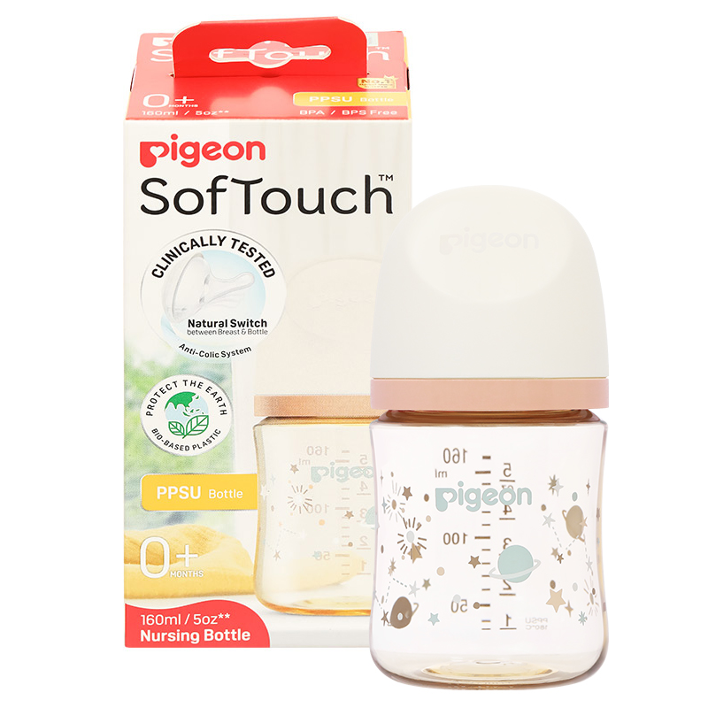 Bình sữa nhựa PPSU Pigeon Softouch Baby-Friendly World cổ rộng 160 ml - Dải ngân hà (từ 0 tháng) 9