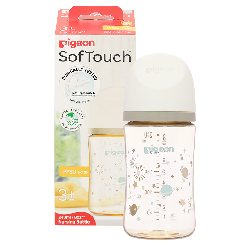 Bình sữa nhựa PPSU Pigeon Softouch Baby-Friendly World cổ rộng 160 ml - Dải ngân hà (từ 0 tháng) 24