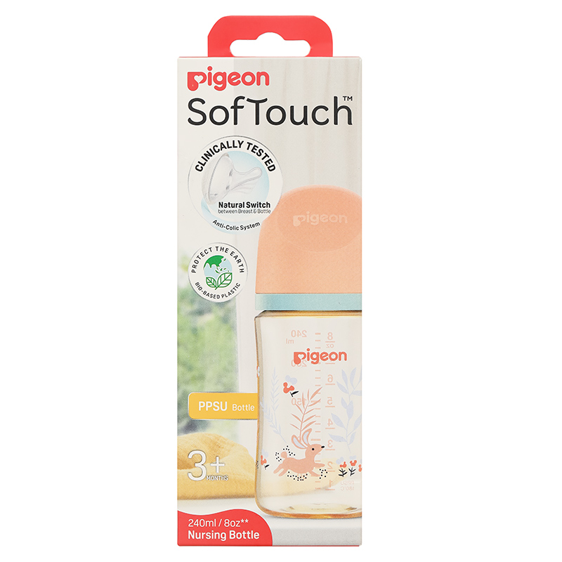 Bình sữa nhựa PPSU Pigeon Softouch Baby-Friendly World cổ rộng 240 ml - Thỏ hồng (từ 3 tháng) 10
