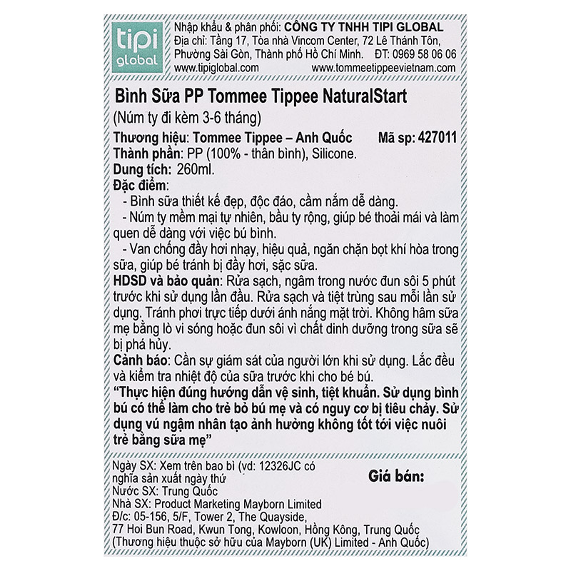 Bình sữa nhựa PP Tommee Tippee Natural Start cổ rộng 150 ml (0 - 3 tháng) - Mẫu mới 29