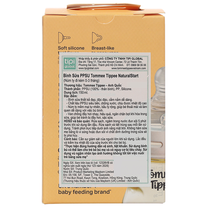Bình sữa nhựa PPSU Tommee Tippee Natural Start cổ rộng 260 ml (3 - 6 tháng) - Mẫu mới 25