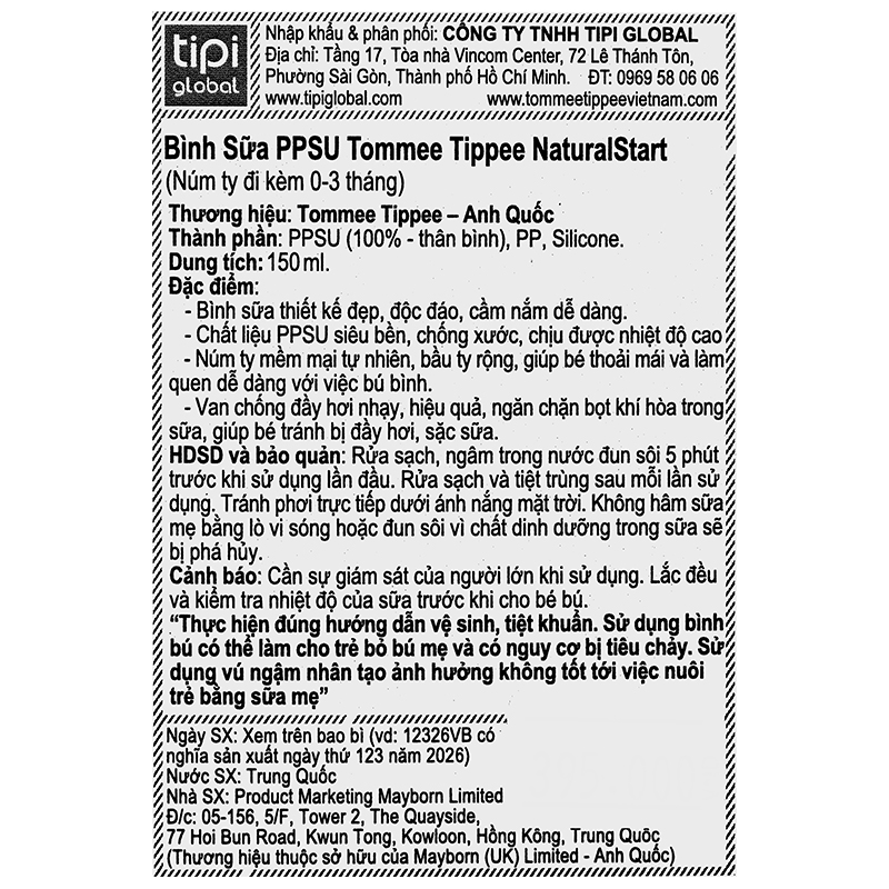 Bình sữa nhựa PPSU Tommee Tippee Natural Start cổ rộng 260 ml (3 - 6 tháng) - Mẫu mới 27