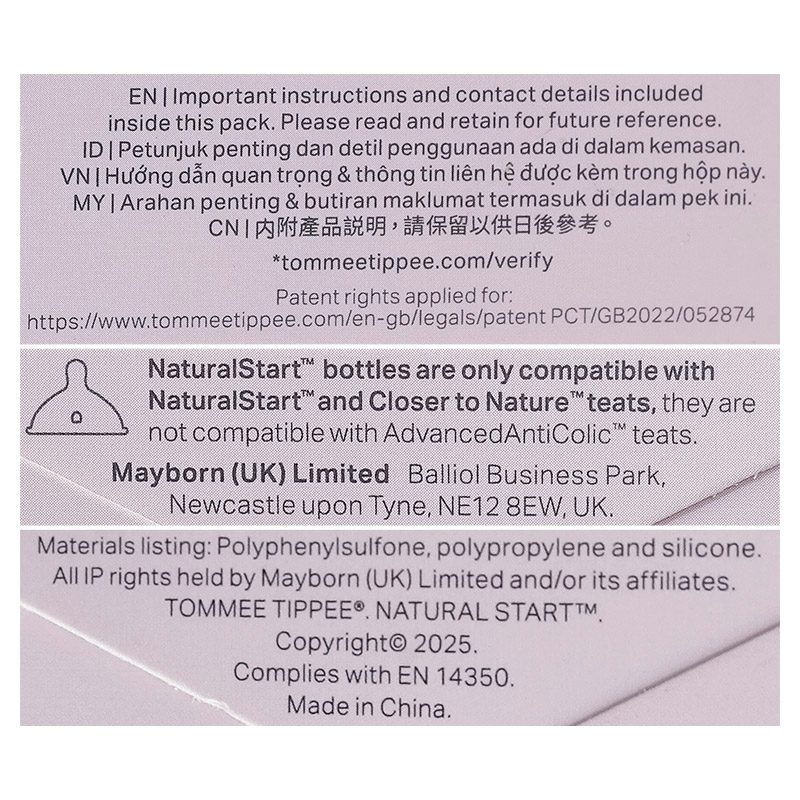 Bình sữa nhựa PPSU Tommee Tippee Natural Start cổ rộng 260 ml (3 - 6 tháng) - Họa tiết hồng 14