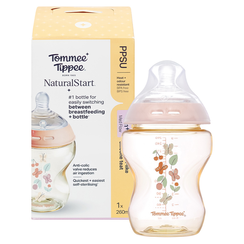 Bình sữa nhựa PPSU Tommee Tippee Natural Start cổ rộng 260 ml (3 - 6 tháng) - Họa tiết hồng 9