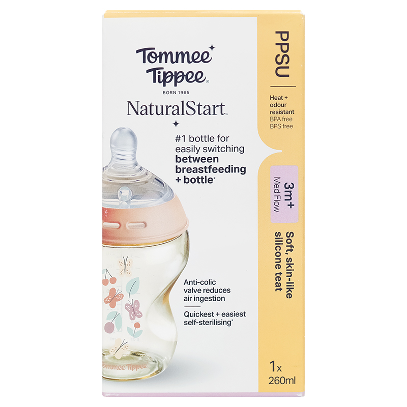 Bình sữa nhựa PPSU Tommee Tippee Natural Start cổ rộng 260 ml (3 - 6 tháng) - Họa tiết hồng 10