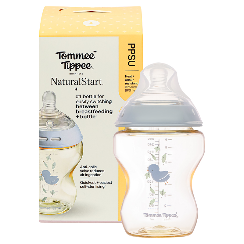 Bình sữa nhựa PPSU Tommee Tippee Natural Start cổ rộng 260 ml (3 - 6 tháng) - Họa tiết hồng 50