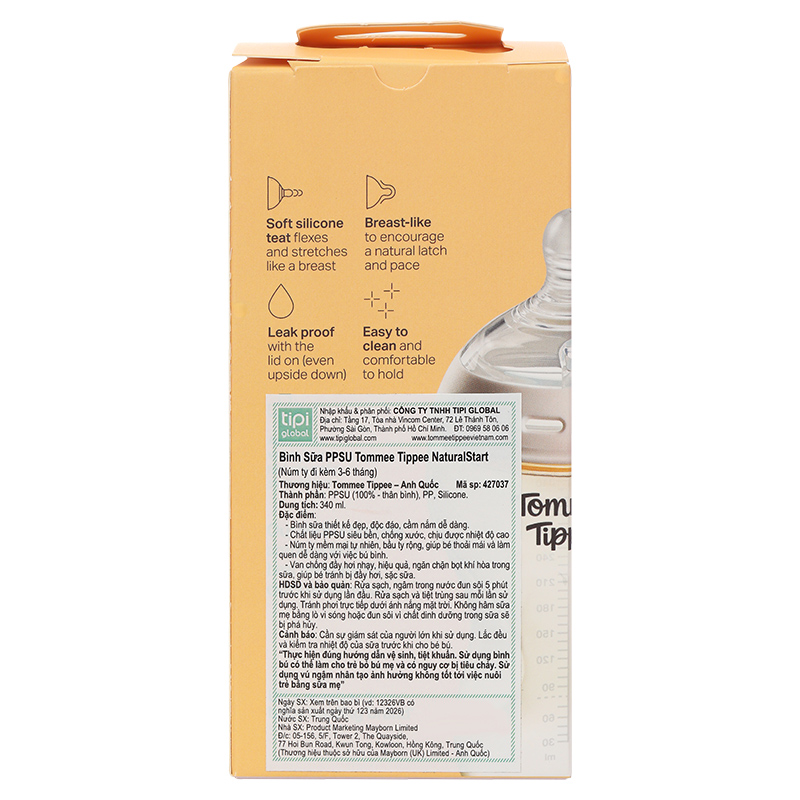 Bình sữa nhựa PPSU Tommee Tippee Natural Start cổ rộng 260 ml (3 - 6 tháng) - Mẫu mới 37