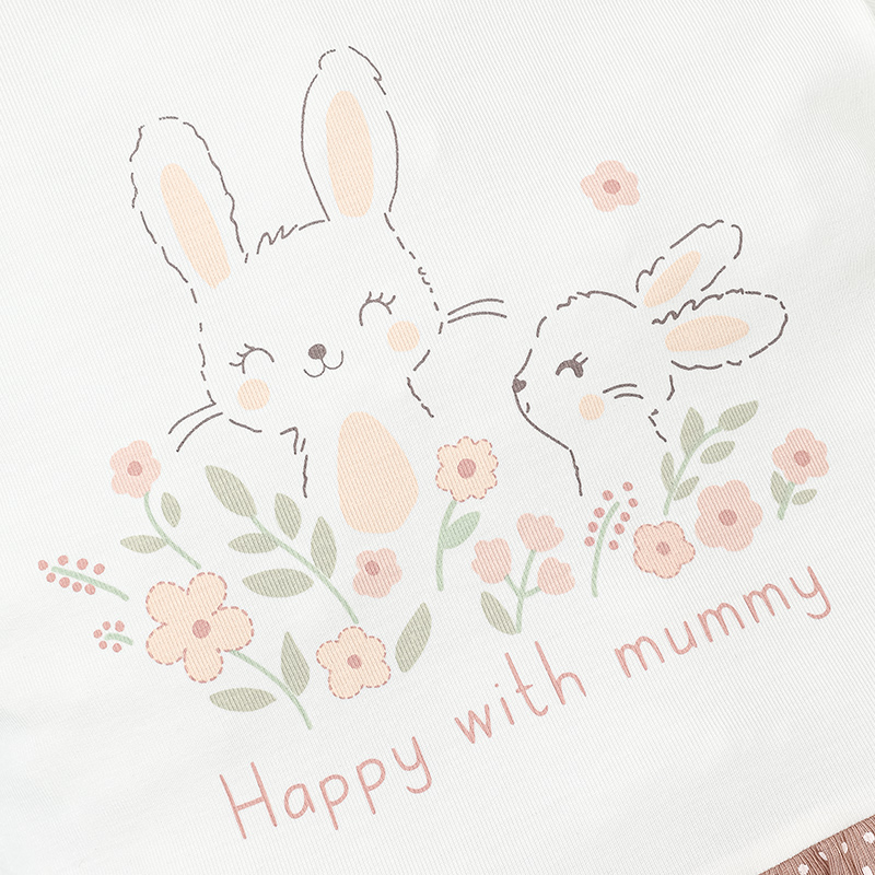 Bộ tay dài bé gái Ualarogo UR491 thỏ hoa màu hồng 6