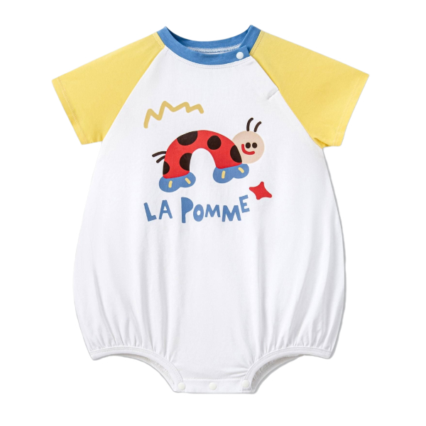Bodysuit unisex La Pomme cotton trắng vàng
