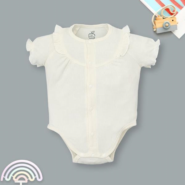 Bodysuit bé gái La Pomme sợi tre kem