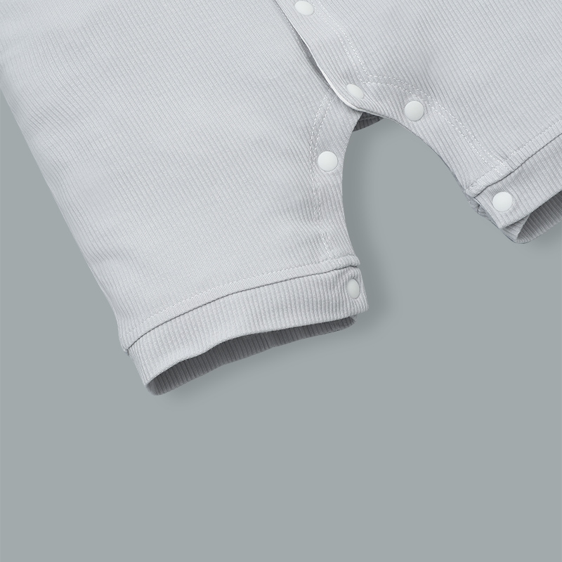 Bodysuit tay ngắn La Pomme giả yếm cún bông lém lỉnh màu trắng xám 6