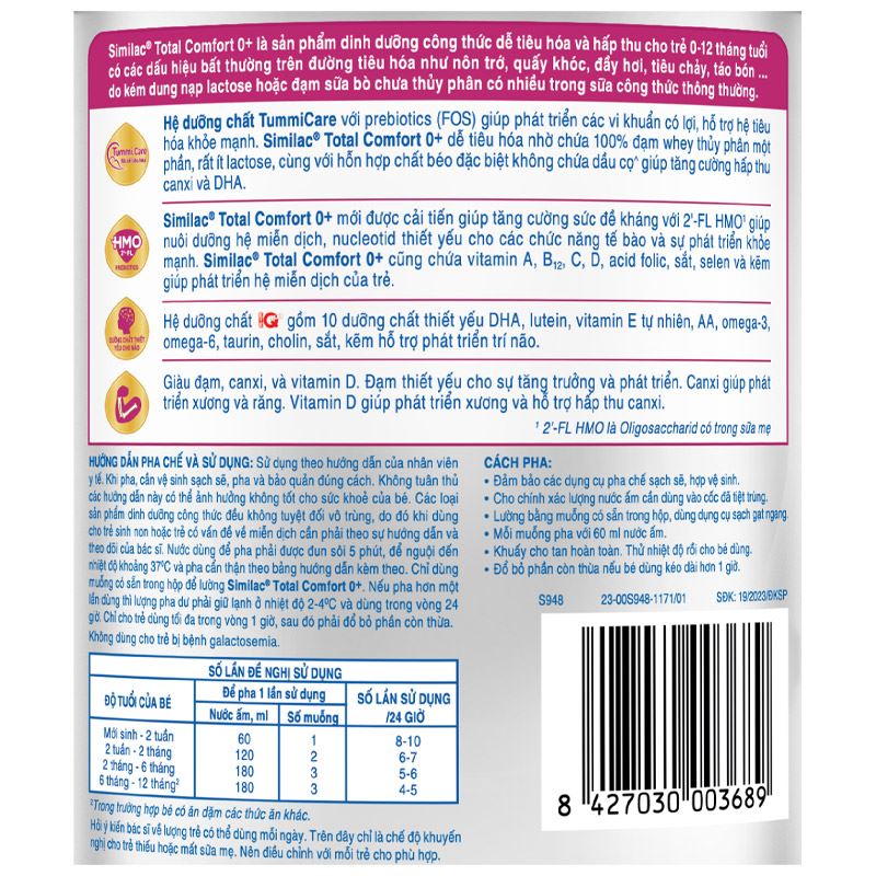 Sữa bột Similac Total Comfort 0+ 360g (0 - 12 tháng) dành cho trẻ không dung nạp đường lactose 16