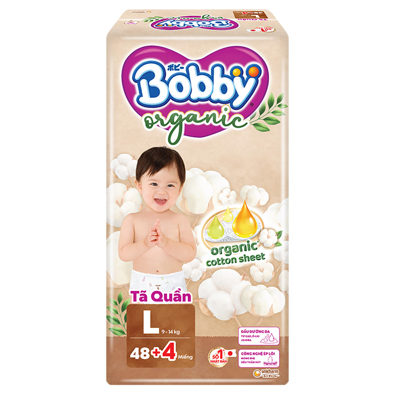 Tã quần Bobby Organic size L 48 + 4 miếng (9 - 14 kg) 16