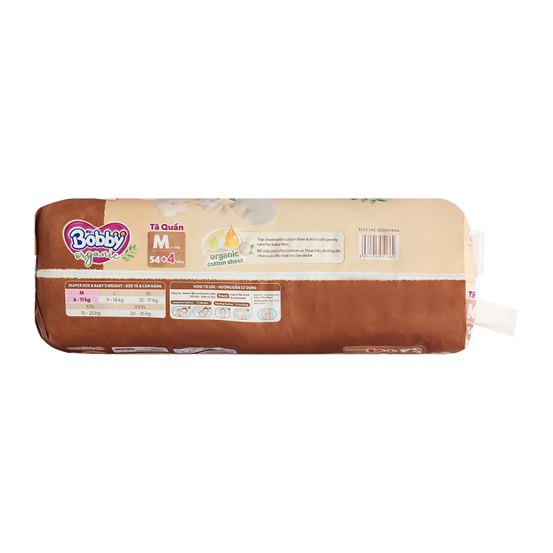 Tã quần Bobby Organic size M 54 + 4 miếng (6 - 11 kg) 19