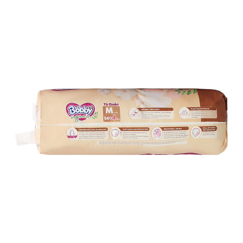 Tã quần Bobby Organic size M 54 + 4 miếng (6 - 11 kg) 20