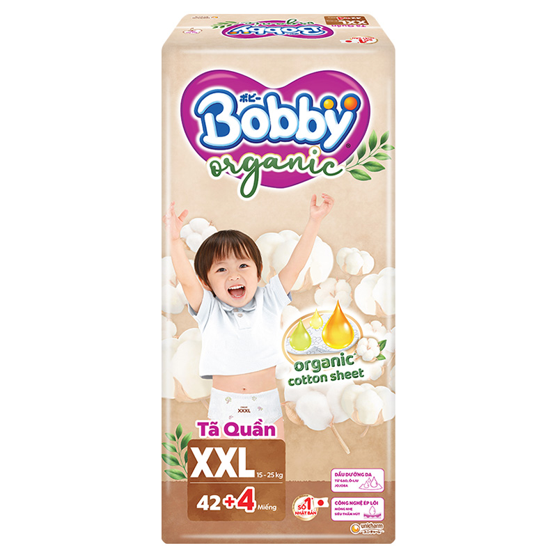 Tã quần Bobby Organic size XXL 42 + 4 miếng (15 - 25 kg) 16