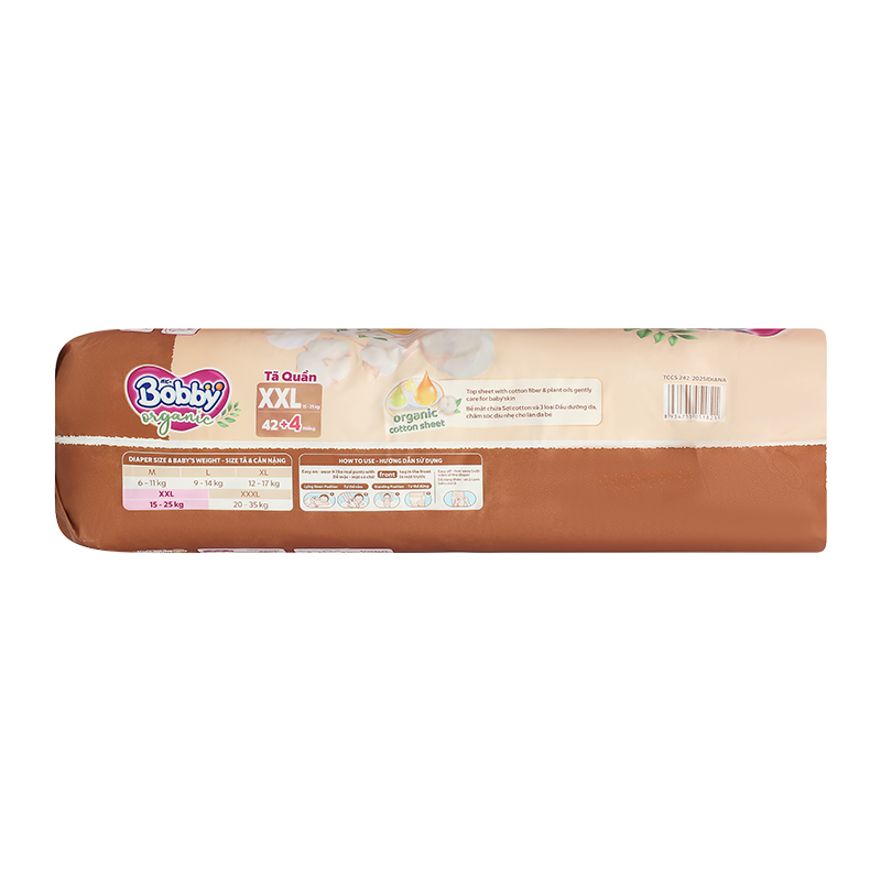 Tã quần Bobby Organic size XXL 42 + 4 miếng (15 - 25 kg) 19
