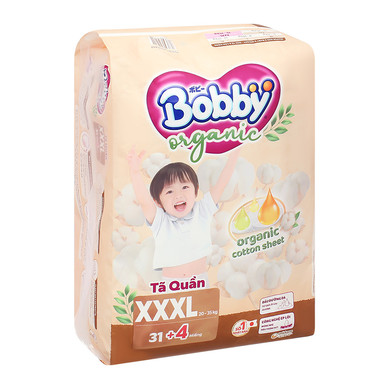 Tã quần Bobby Organic size XXXL 31 + 4 miếng (20 - 35 kg) 18