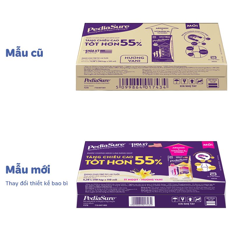 Lốc 4 hộp sữa pha sẵn Abbott PediaSure hương vani 110 ml (1 - 10 tuổi) 66